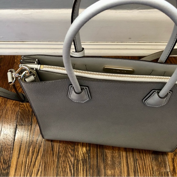 Michael Kors Large Grey Mercer Pebbled Accordion Tote Crossbody Shoulder Bag - Picture 10 of 16